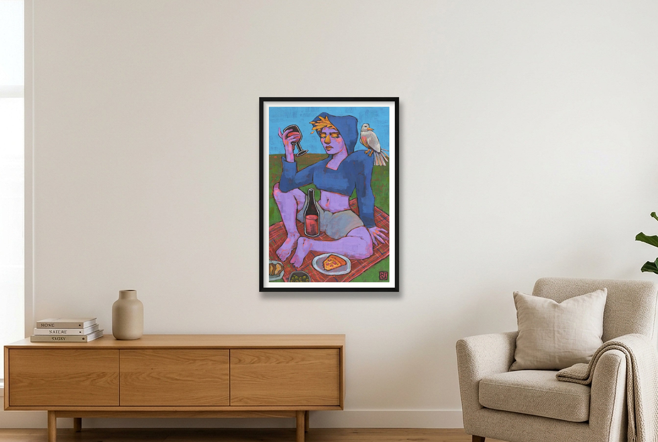 Apathetic Wolf At The Door — A1 (23×33") Black Frame